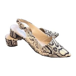 Franco Sarto Racer Slingback Pumps Women 9M Leather Snakeskin Minimalist Office